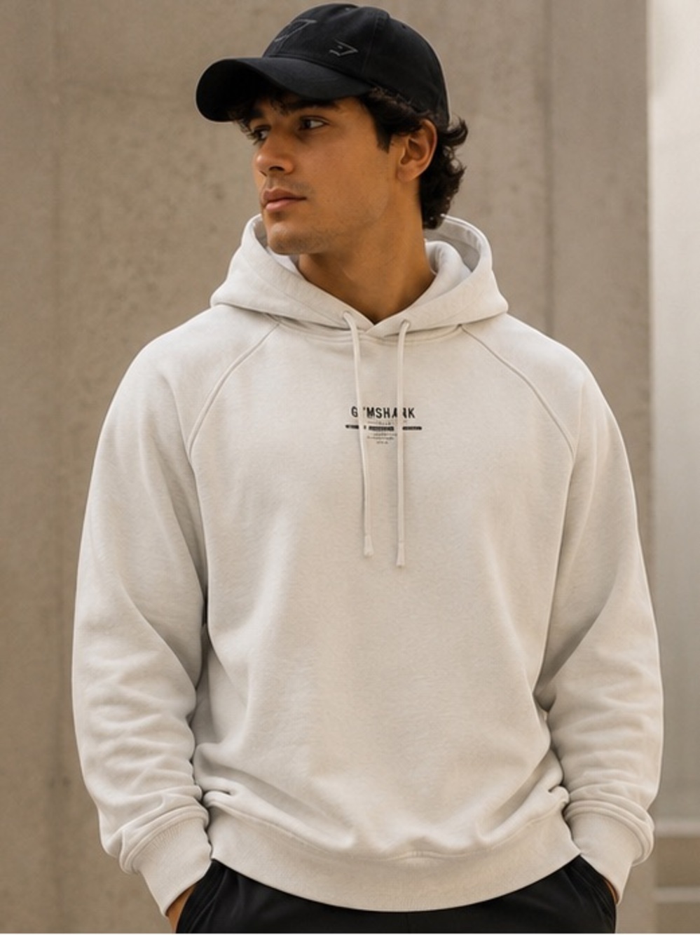 Gymshark Men's White Pullover Hoodie Size Medium | Premium Athletic Sweatshirt